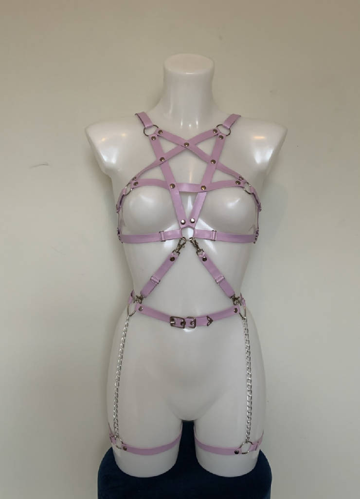 Baby Pink Vegan Leather Body Harness