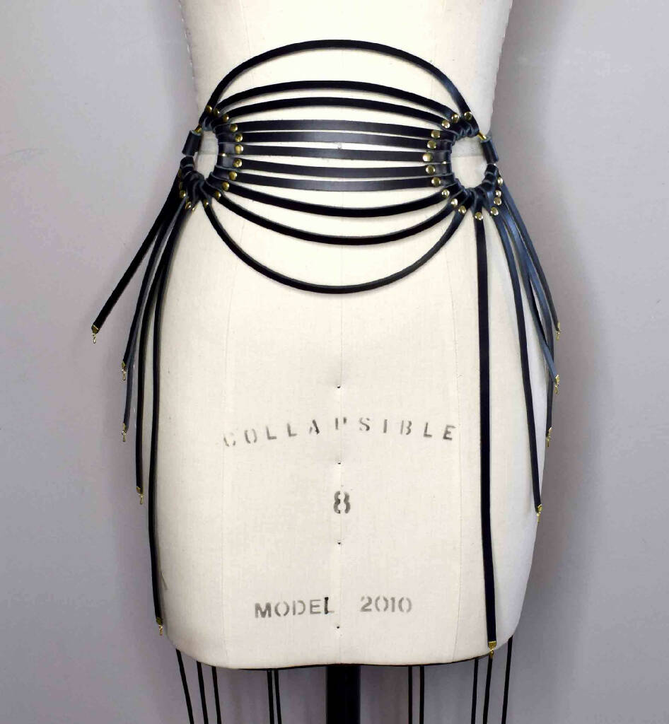 Odile Strappy Black Leather Belt