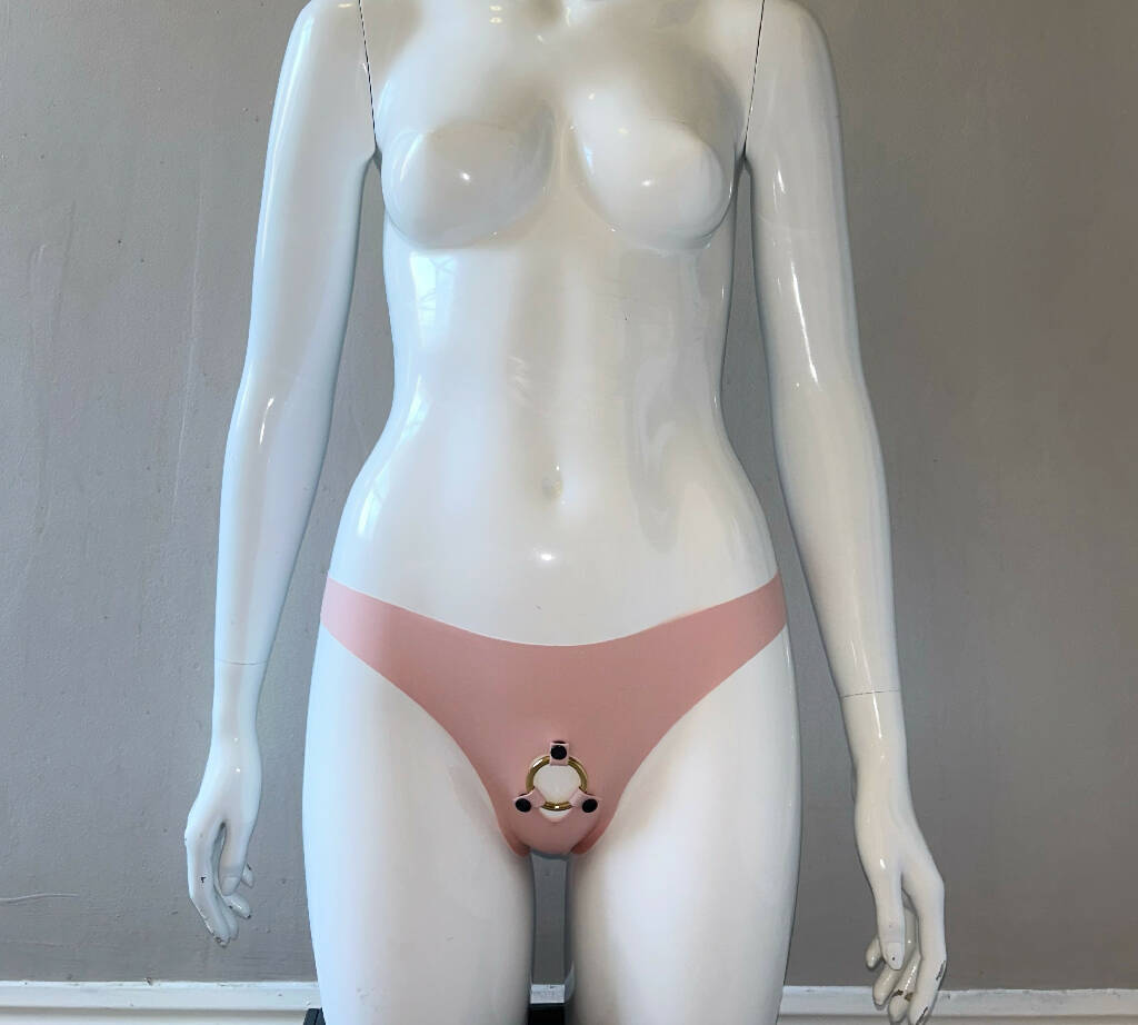 Latex Double Thickness (0.66mm) Metal Wear Strap-on Harness Bikini Brief
