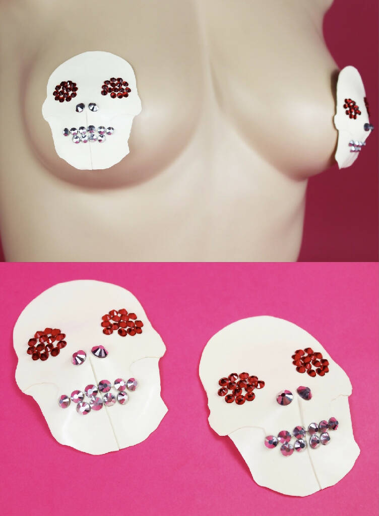 LATEX SKULL NIPPLE PASTIES (RHINESTONES)
