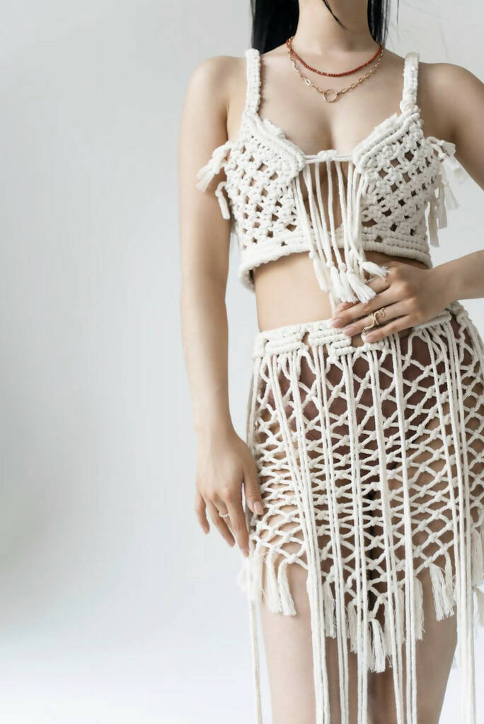 Natural Beige Net Skirt / Net Top
