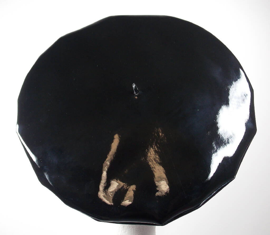 Black glossy pvc vinyl beret
