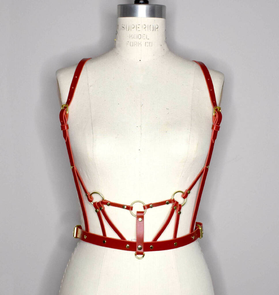 Inanna Strappy Leather Harness Bodice