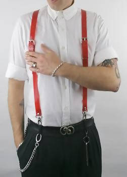 MIRAN Suspenders in Red PVC