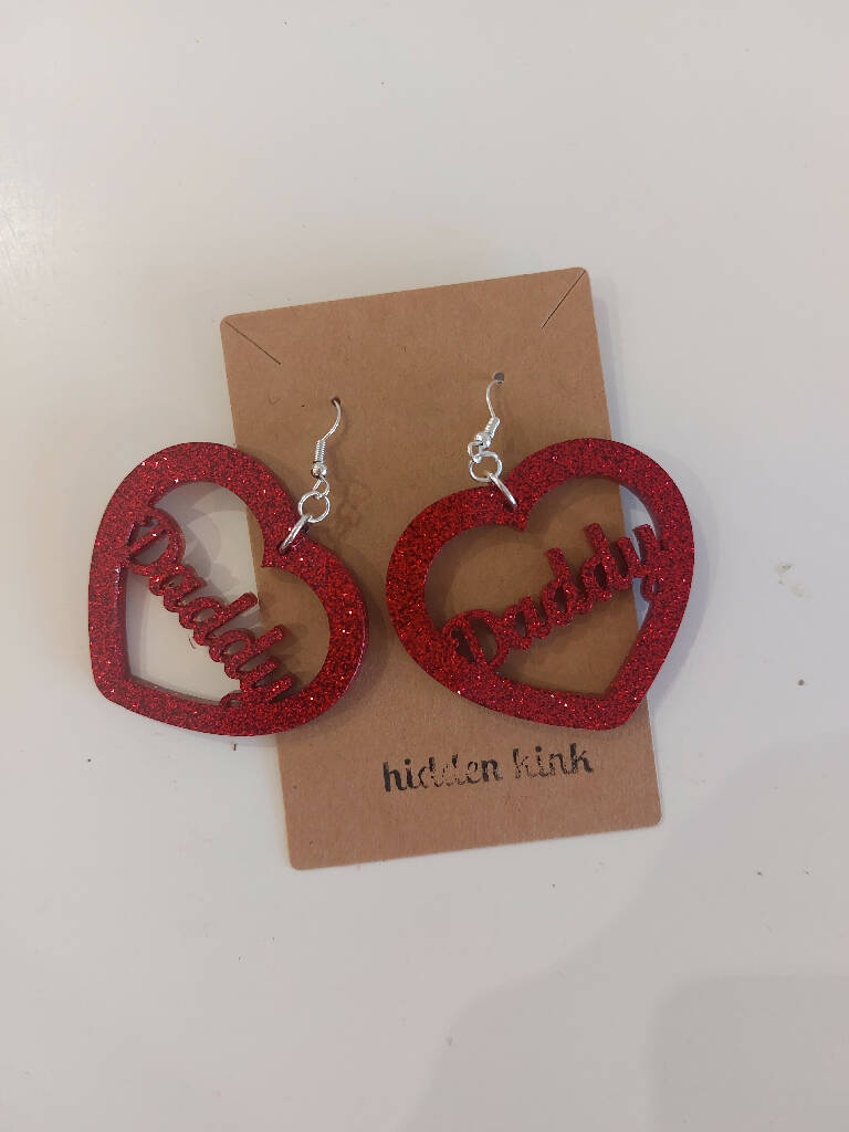 Daddy Heart Cut Out Earrings