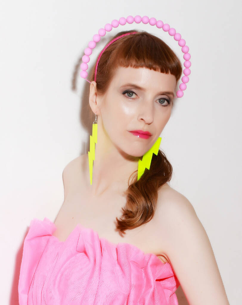 Pink rubber bead halo headdress