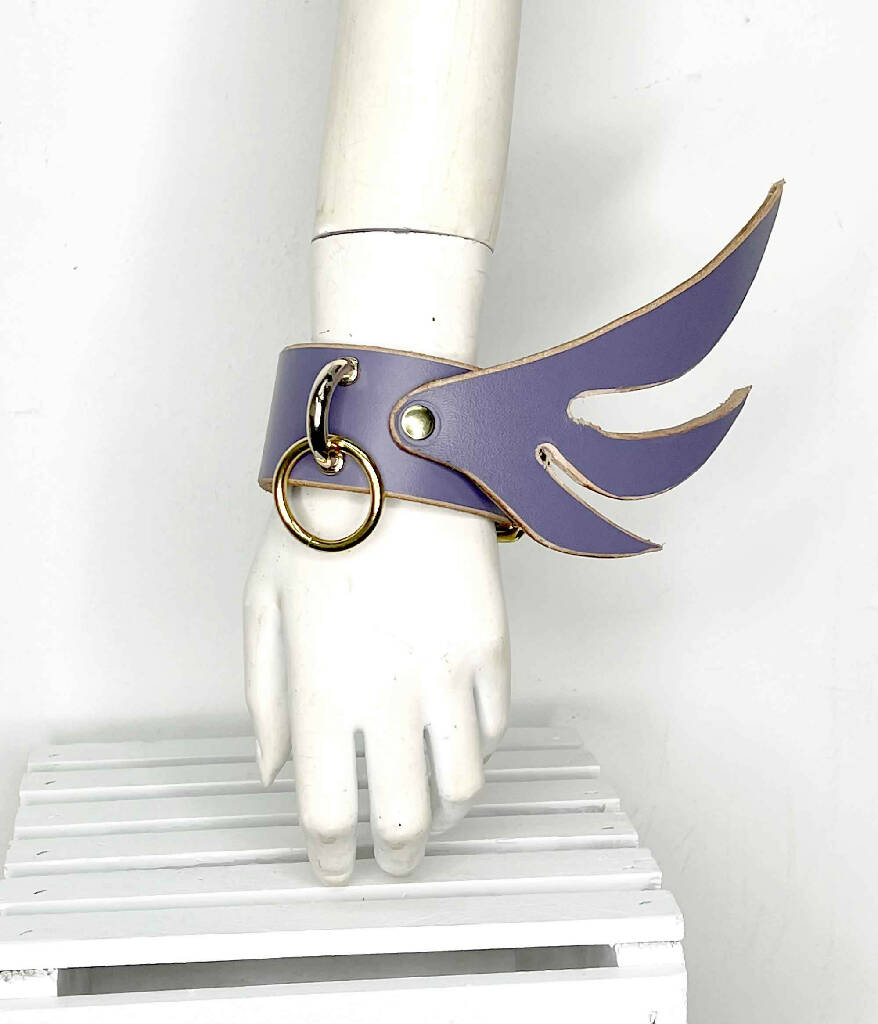 Seraphim Winged Wide Leather Cuffs