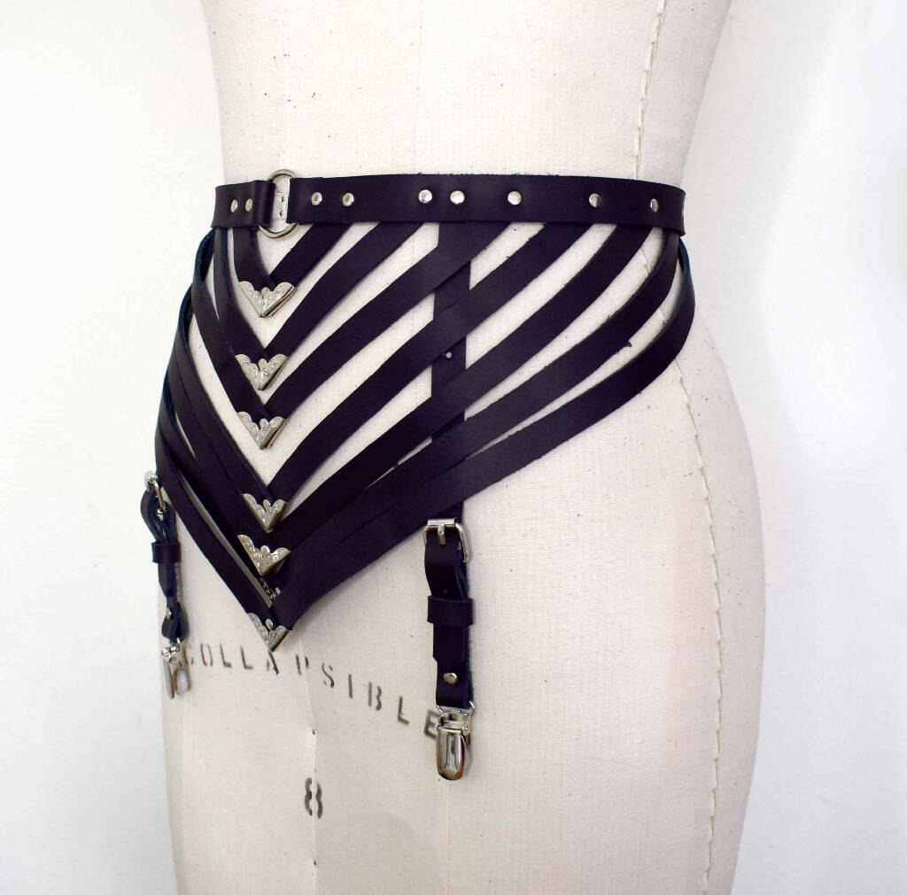 Tui Strappy Black Leather Garter Belt