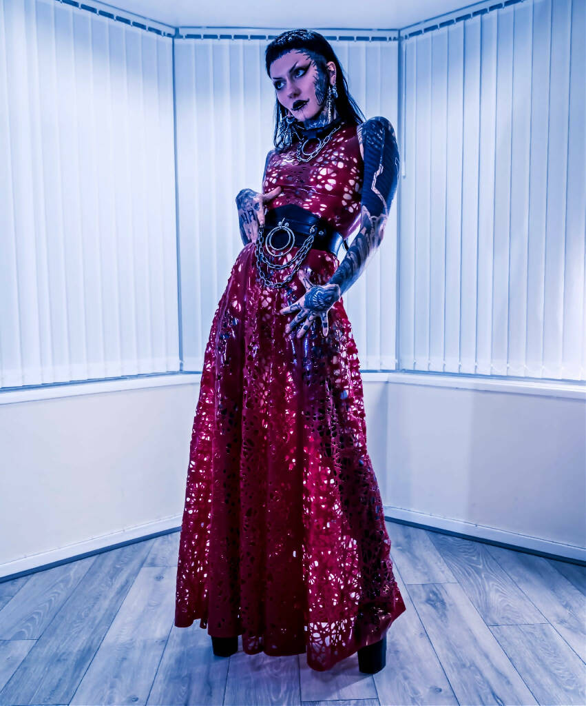 Alexa Latex Mesh Maxi Dress