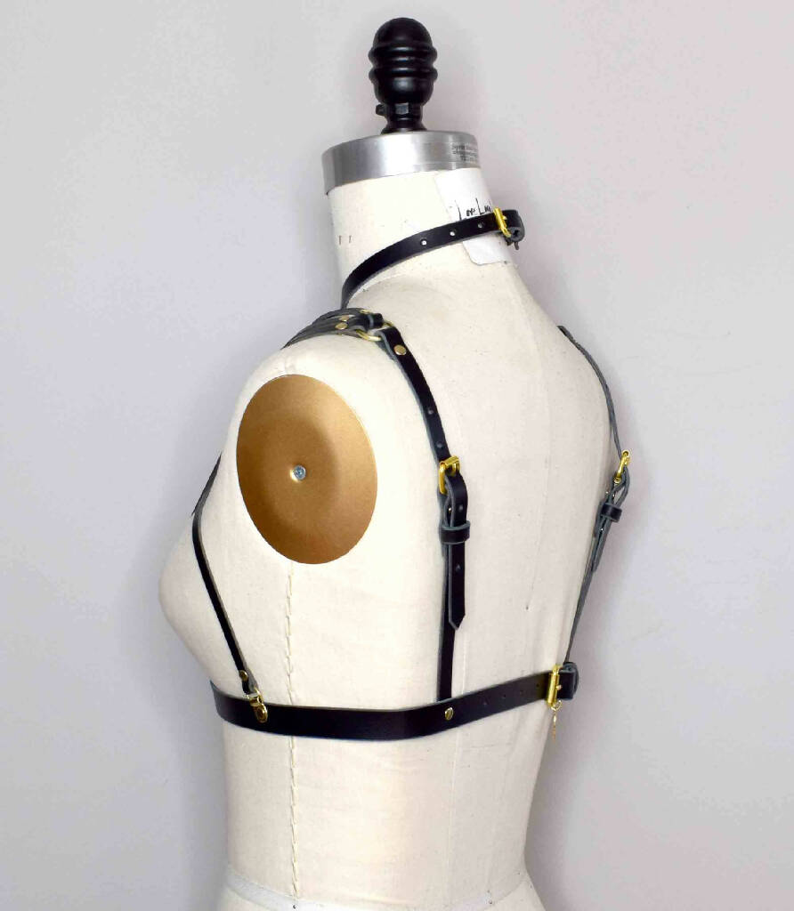 Olivia Strappy Leather Harness Bra