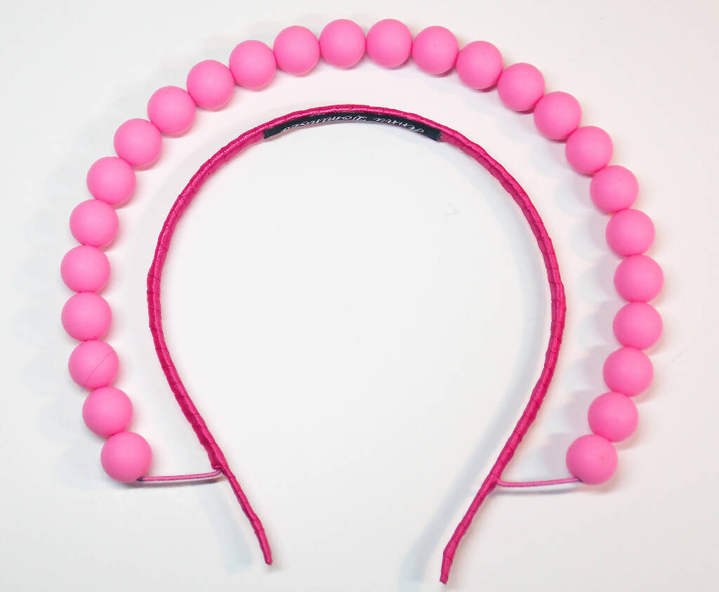 Pink rubber bead halo headdress