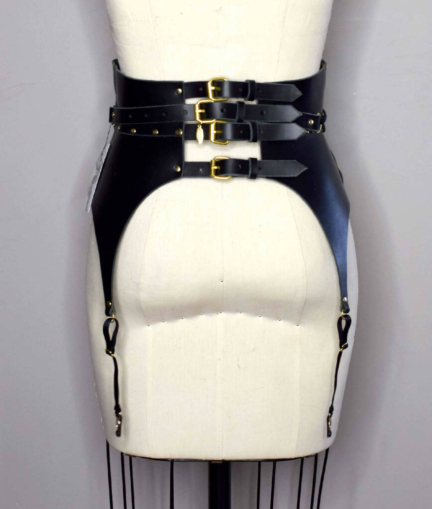 Gigi Fan Lace High Waist Leather Girdle