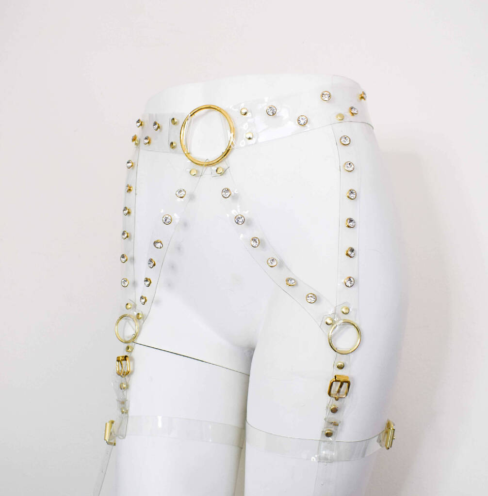 Tina Clear Vinyl Rhinestone Leg Harness