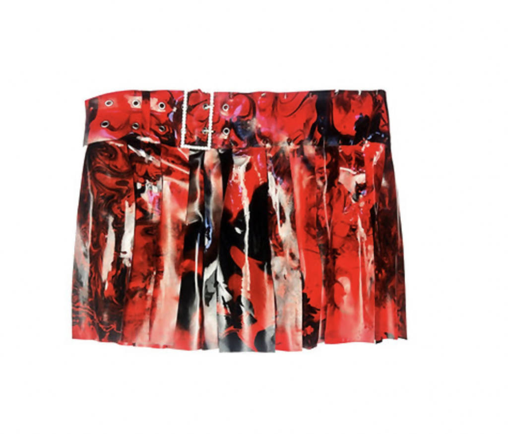 Pleated latex skirt