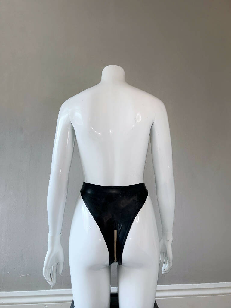 Personalised Latex High-waist Crotch Zip Thong | Custom Made