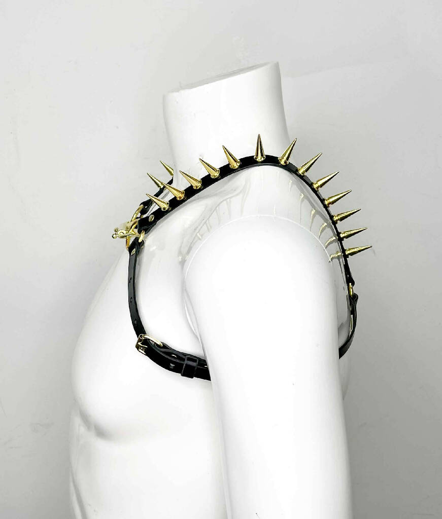 Icarus Spiked Slim Leather Bulldog Harness