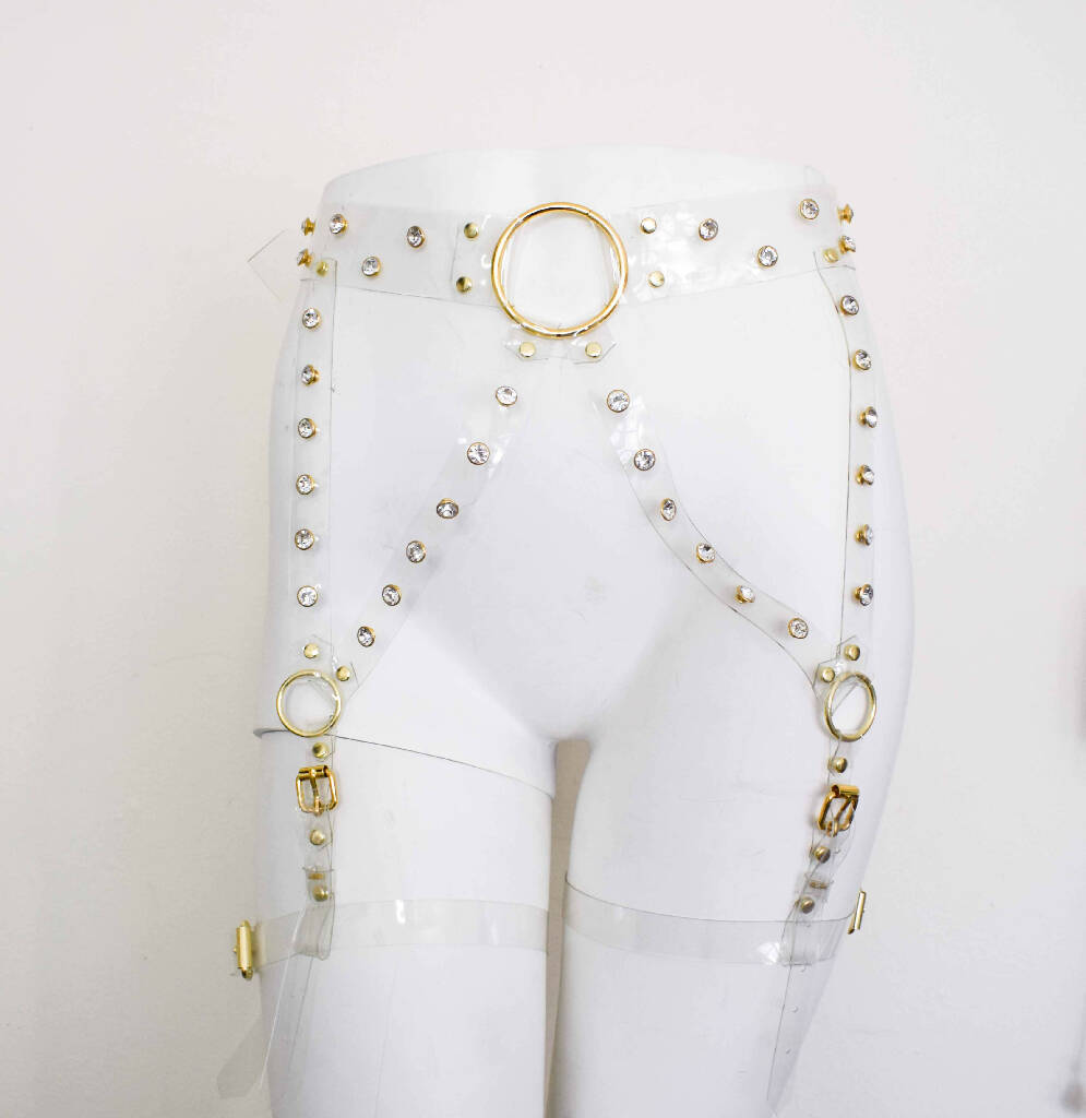 Tina Clear Vinyl Rhinestone Leg Harness