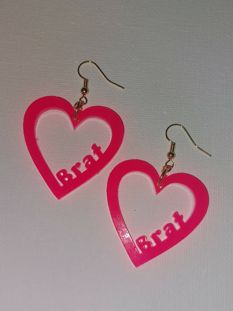 Brat Word Heart Earrings