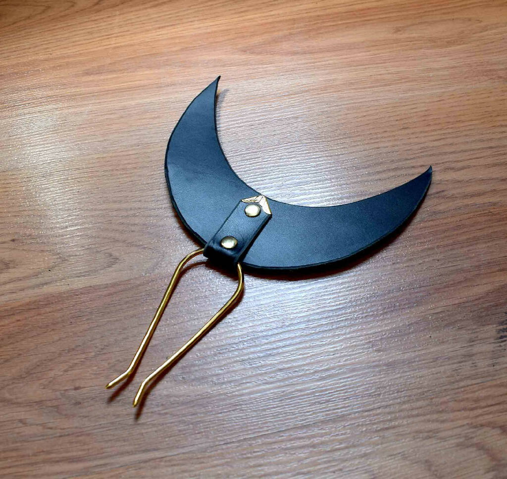 Crescent Moon Leather Hair Pin
