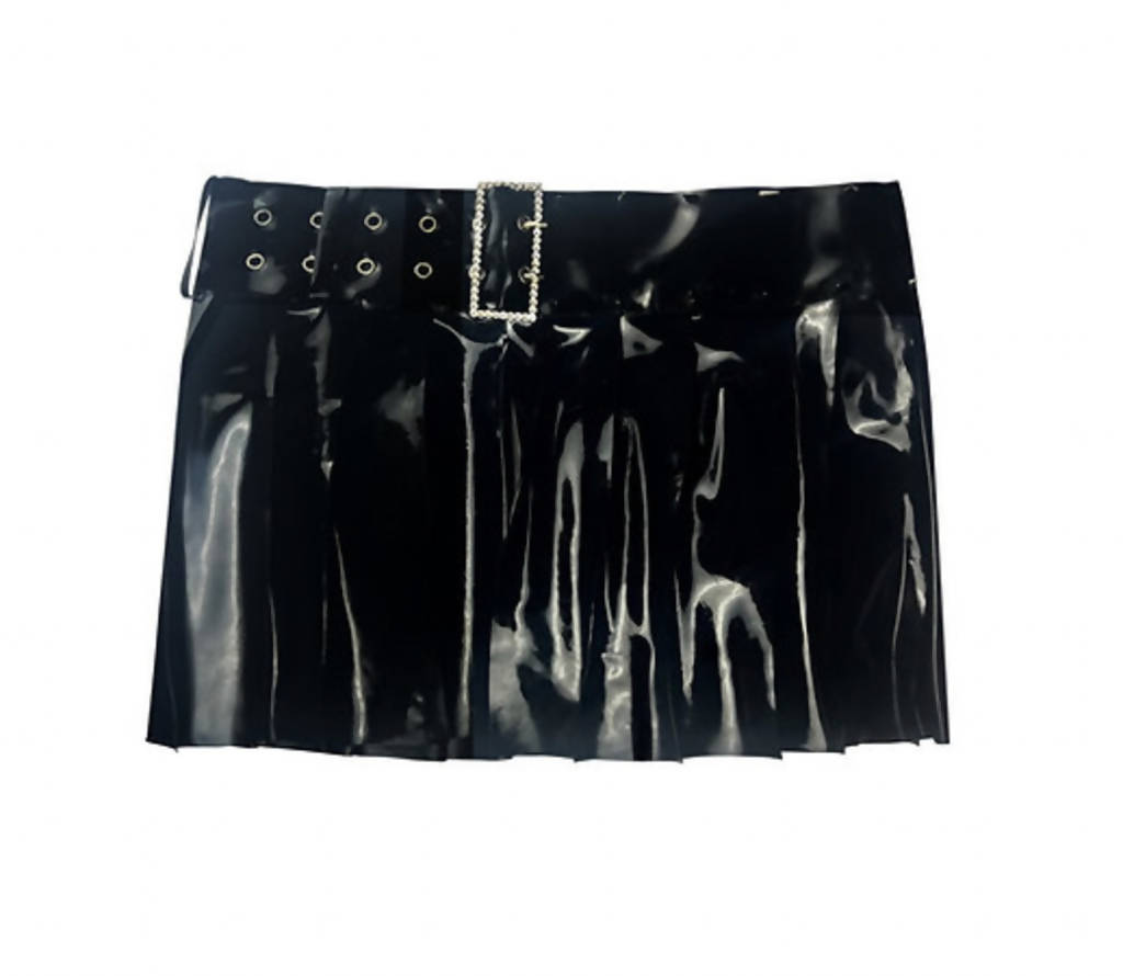 Pleated latex skirt