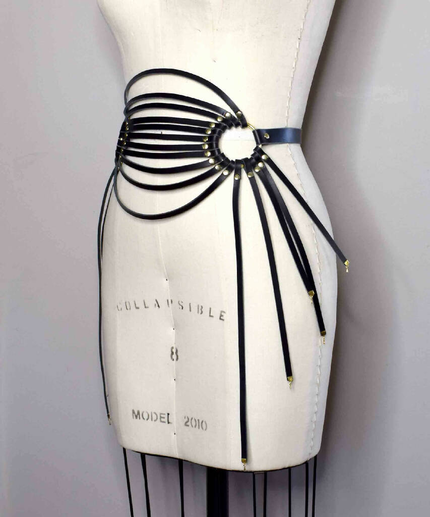 Odile Strappy Black Leather Belt