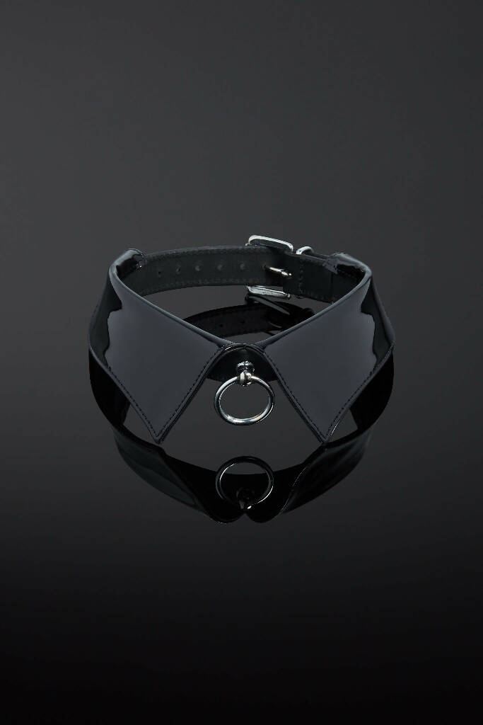 Pristinum Patent Leather Slave Collar - Black
