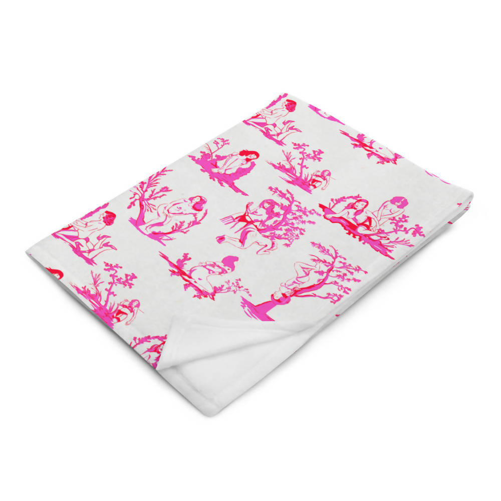 Pink Fetish Toile de Jouy Throw Blanket