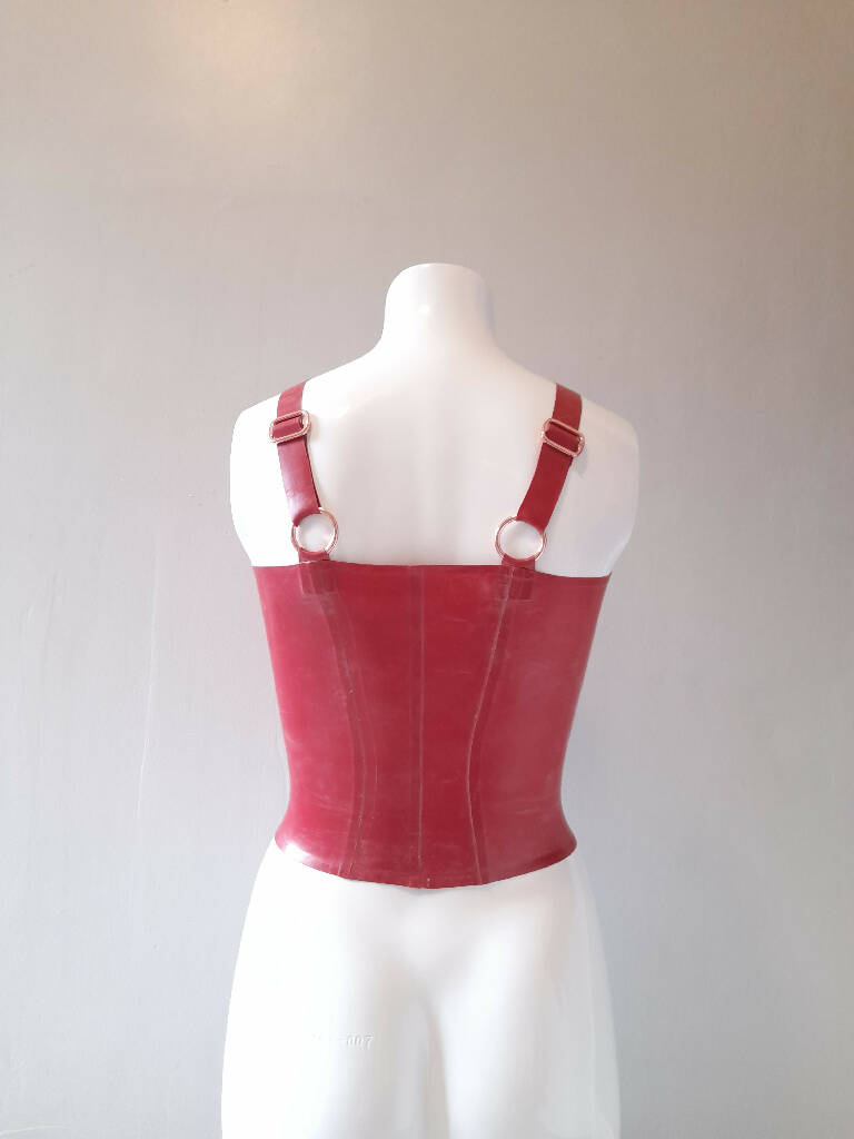 Latex Thick Strap Plunge Top, Custom Made