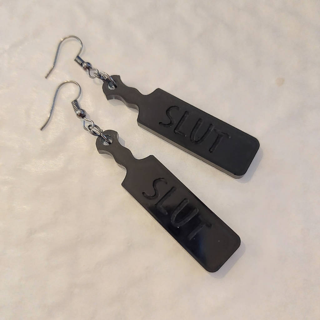 Slut Word Paddle Earrings