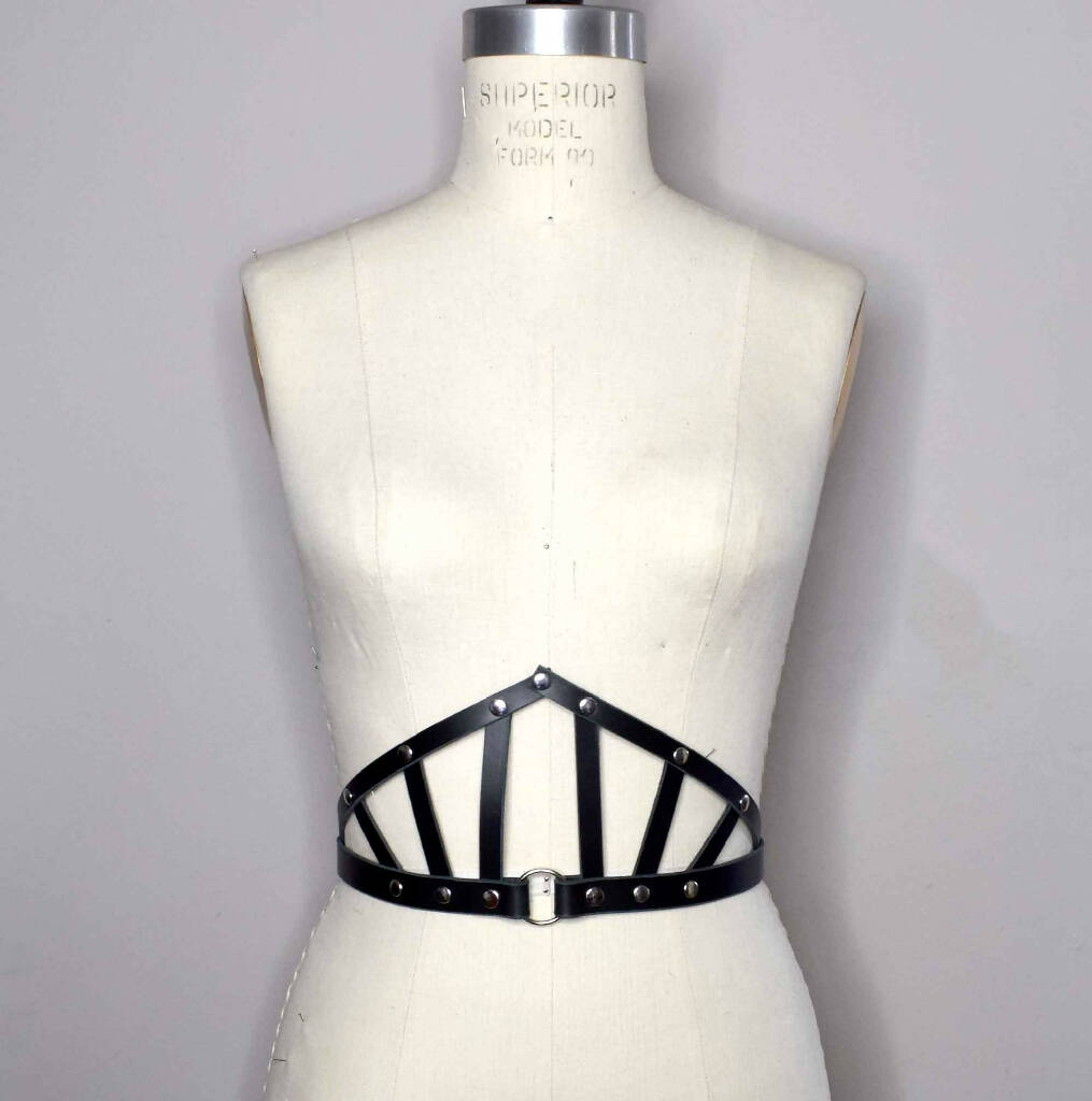 Suzy Black Leather Wide Harness Belt