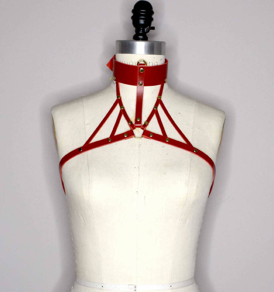 Inanna Wide Leather Collar Harness