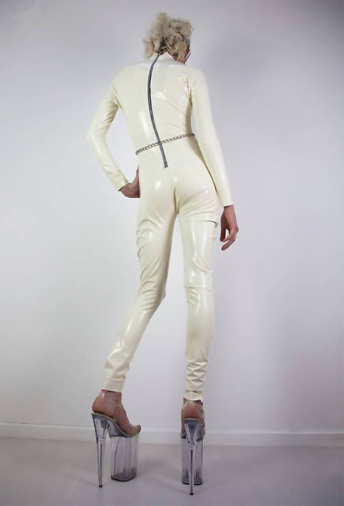 White latex catsuit