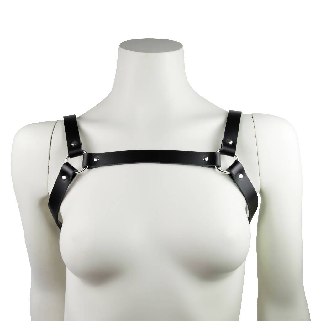 Black Leather Chest Harness Straps Cage Leather Body Harness | Haute Cuir | Wolf & Badger main image 4