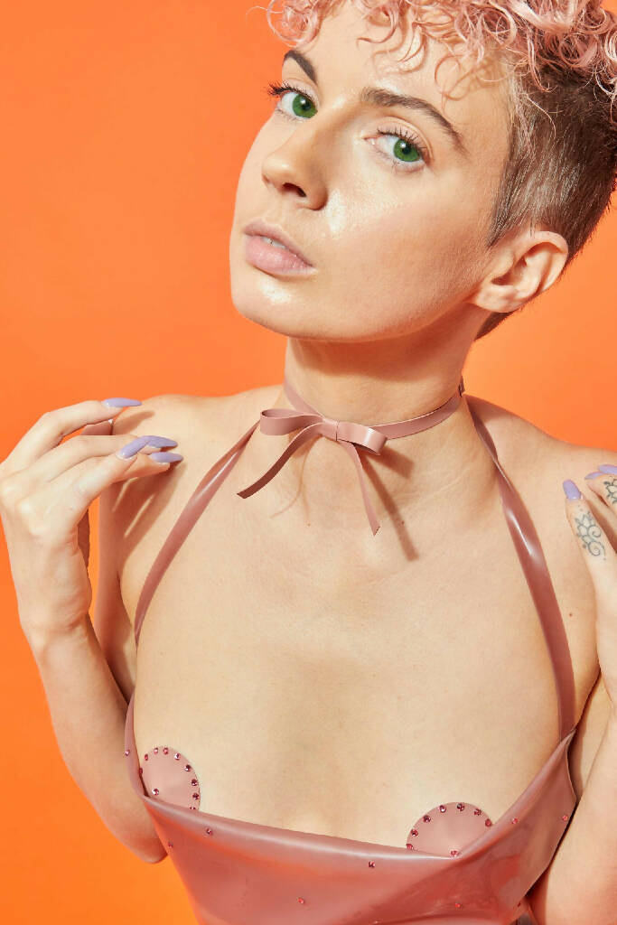 FINE BOW LATEX CHOKER NECKLACE ( PICK YOUR COLOUR )
