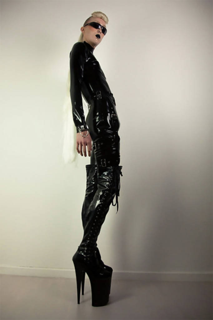 Black latex catsuit