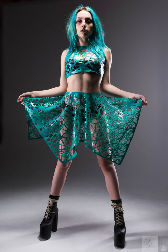 Mesh Latex Handkerchief Skirt