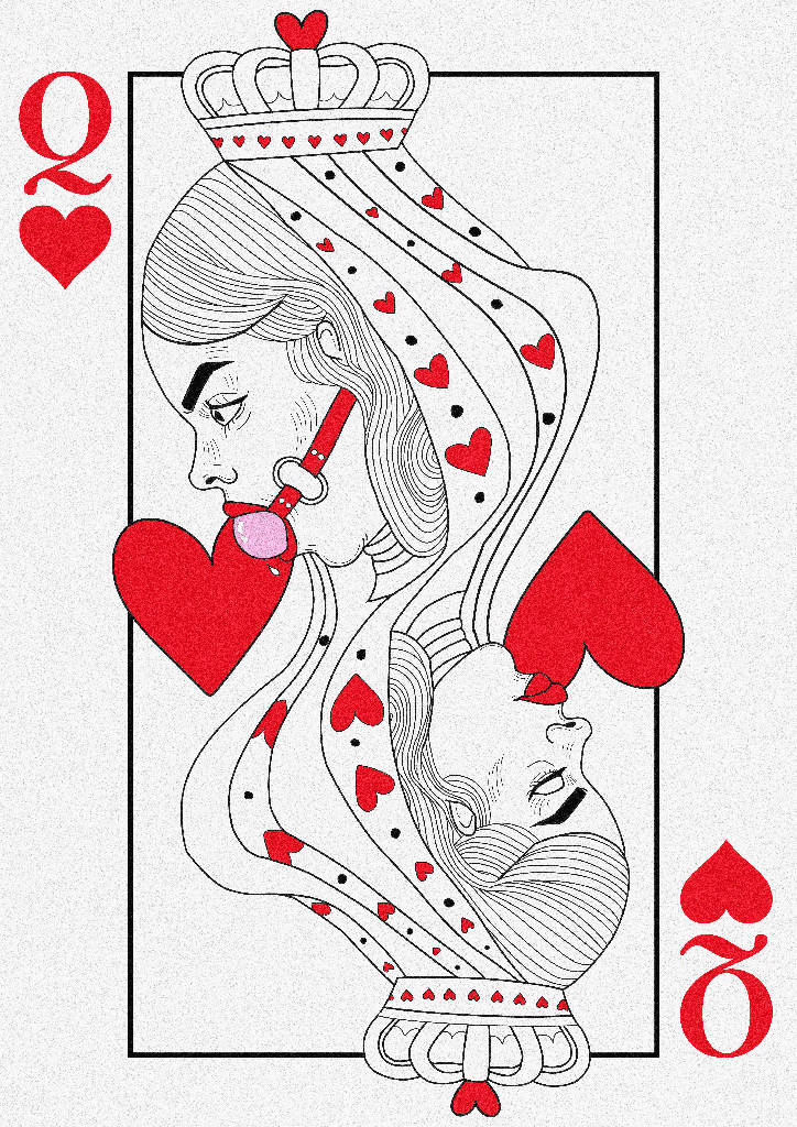 A3 Bondage Queen of Hearts Art Print