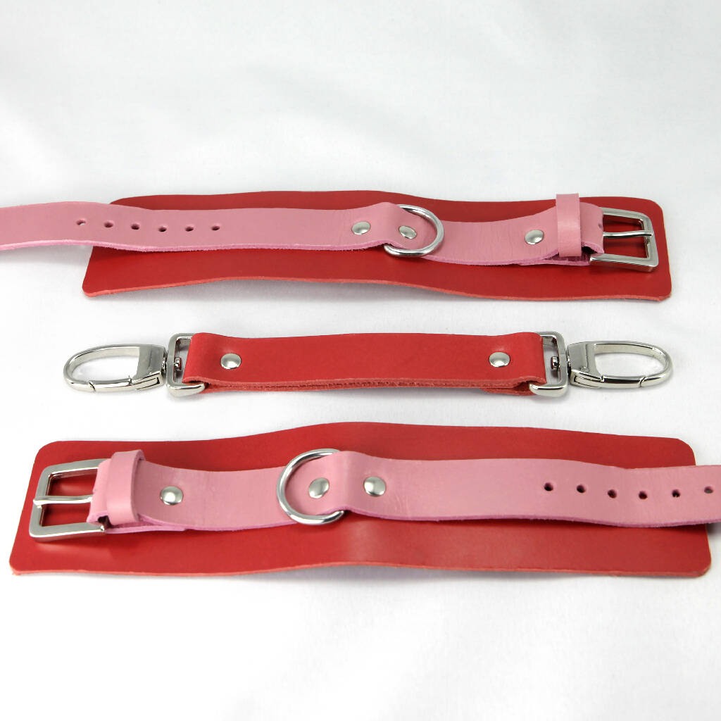 Leather Cuffs Red/Pink