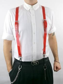 MIRAN Suspenders in Red PVC