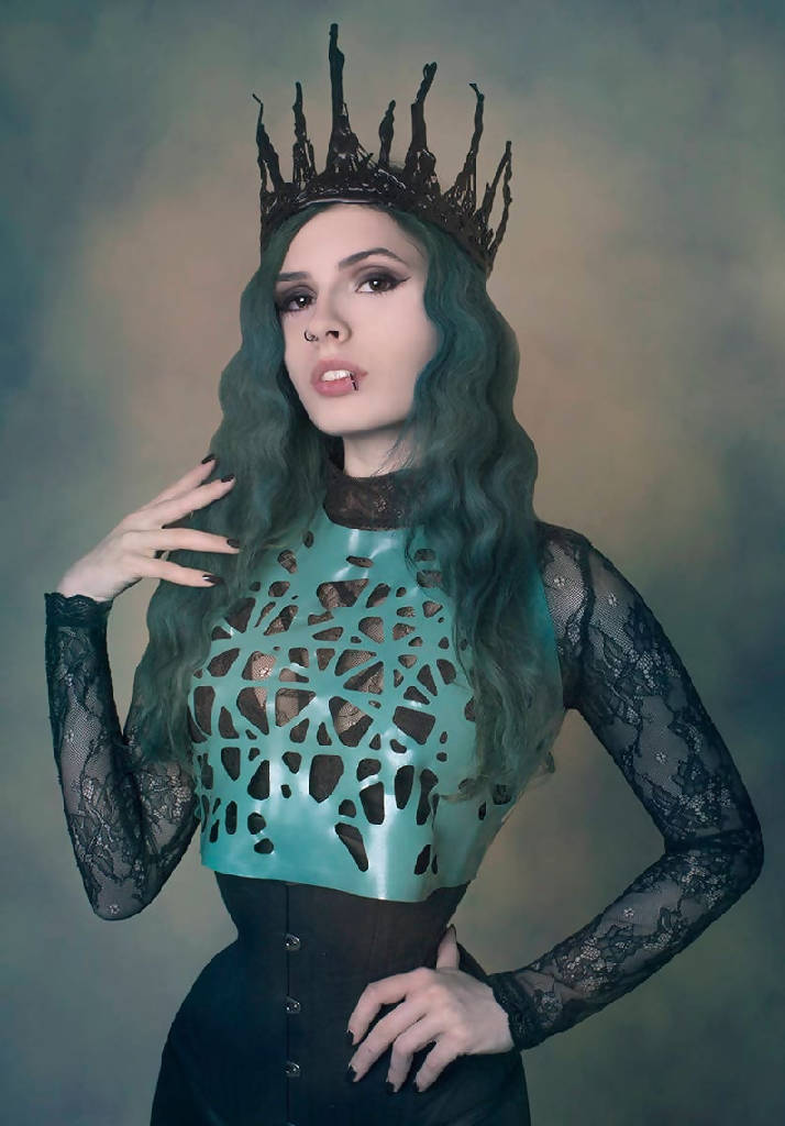 Mesh Latex Alexa Crop Top