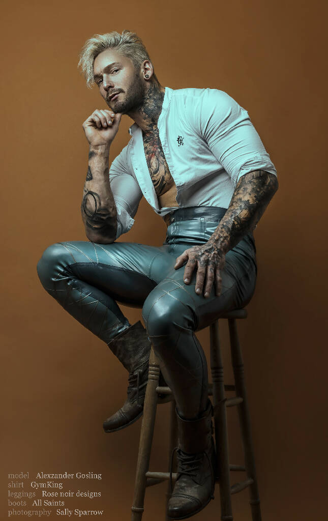 Patterned Latex Trousers Dropped Crotch Crossfade