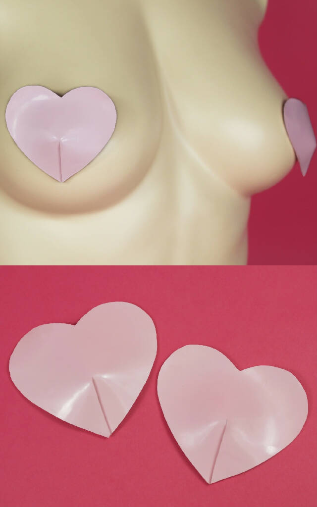 LATEX HEART SHAPED NIPPLE PASTIES (PICK YOUR COLOUR)
