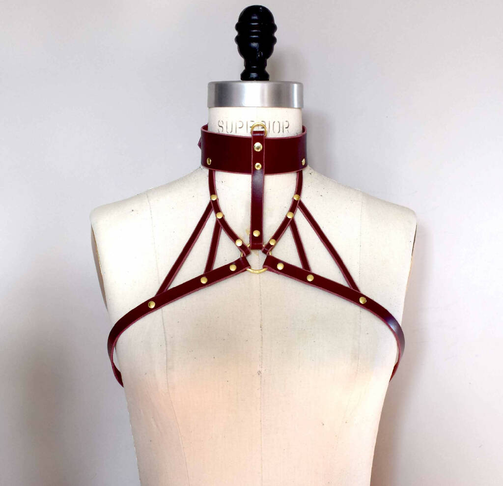 Inanna Wide Leather Collar Harness