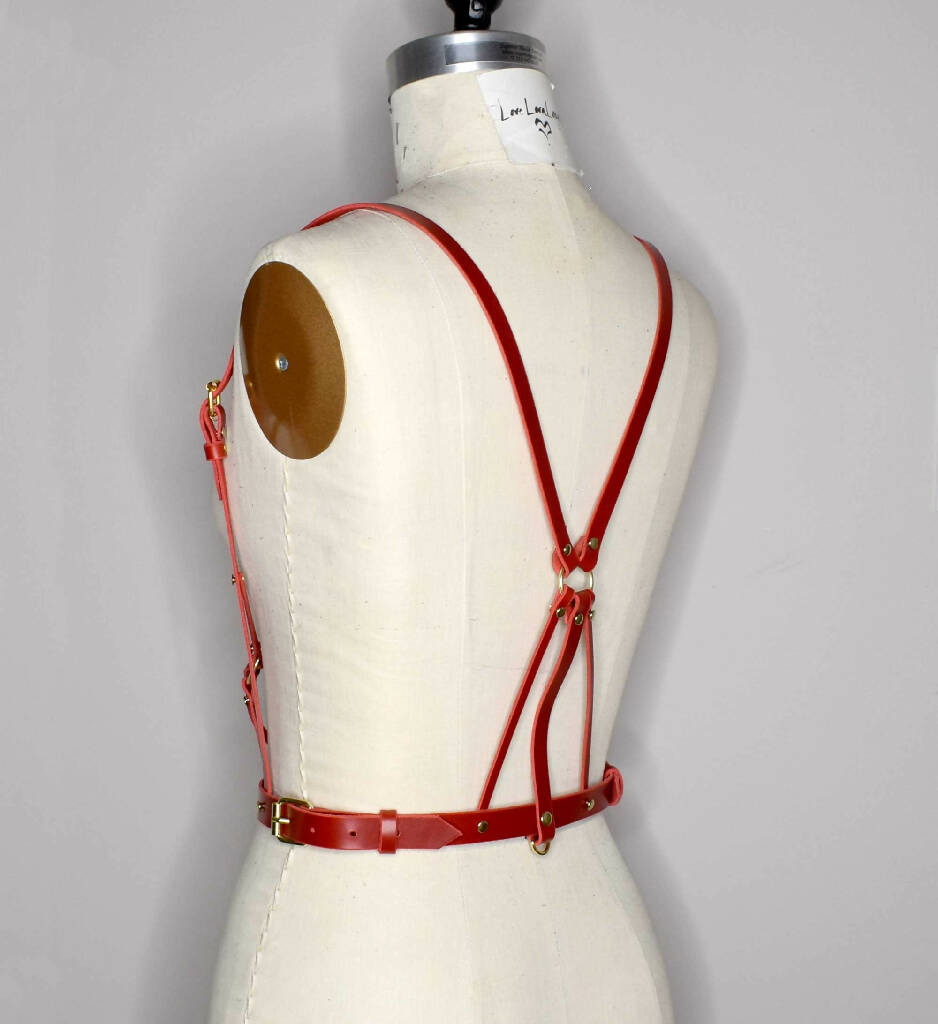 Inanna Strappy Leather Harness Bodice