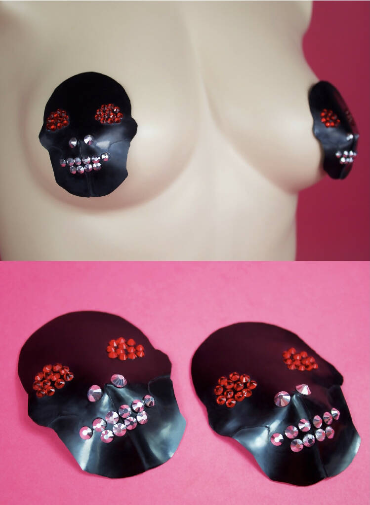 LATEX SKULL NIPPLE PASTIES (RHINESTONES)