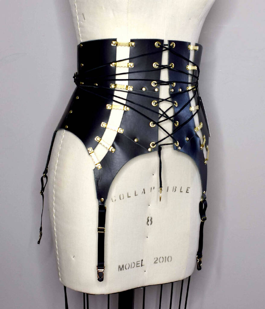 Gigi Fan Lace High Waist Leather Girdle