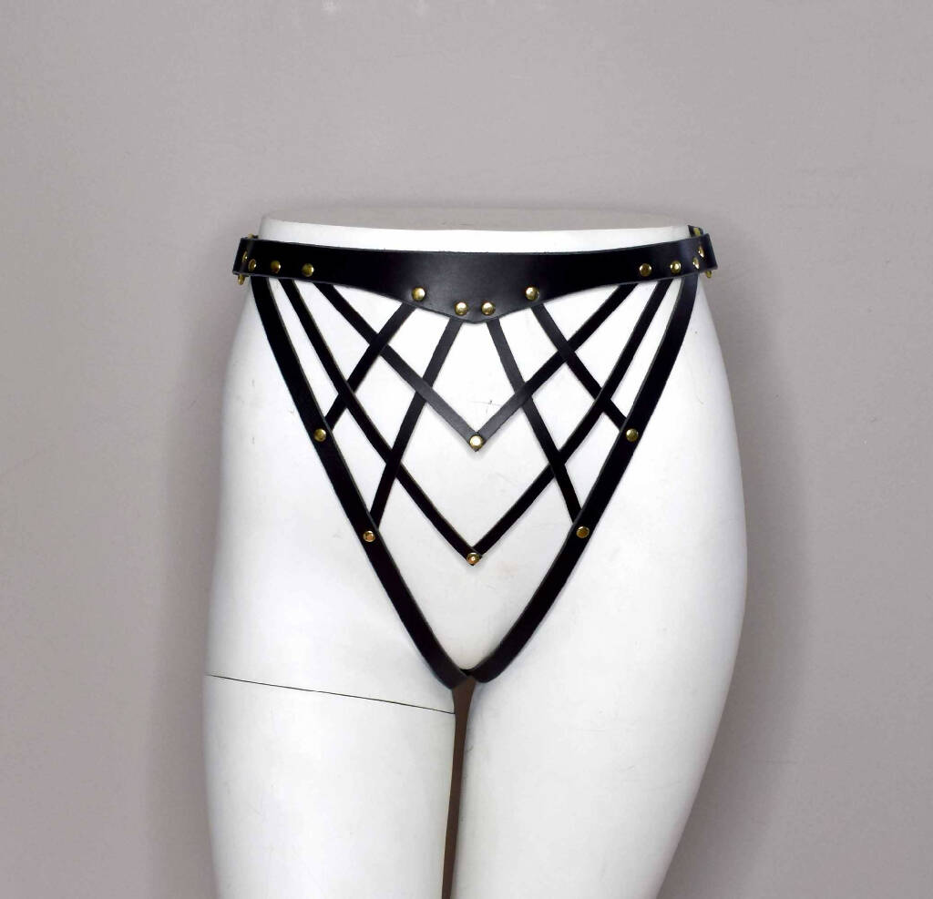 Celine High Cut Leather Bikini