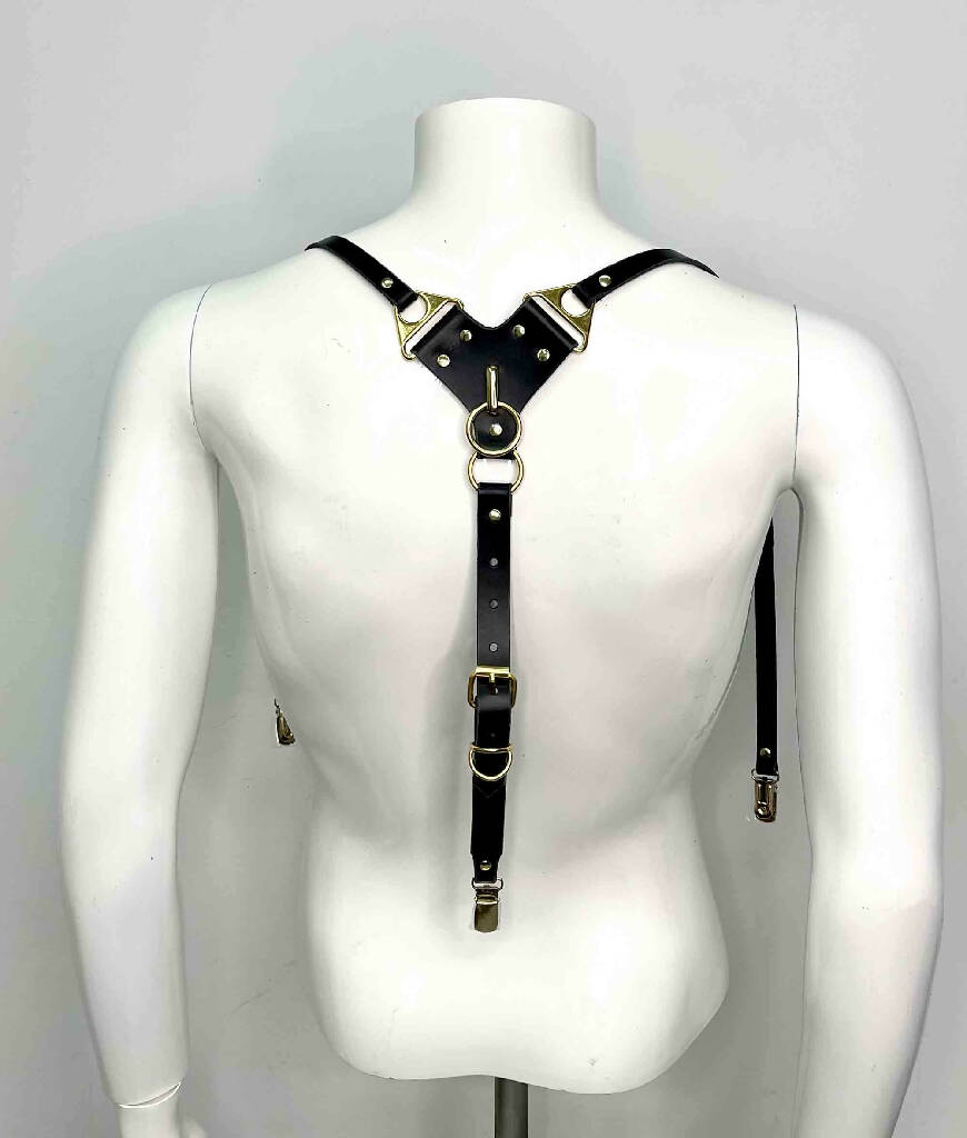 Rowan Slim Y-Back Leather Suspenders