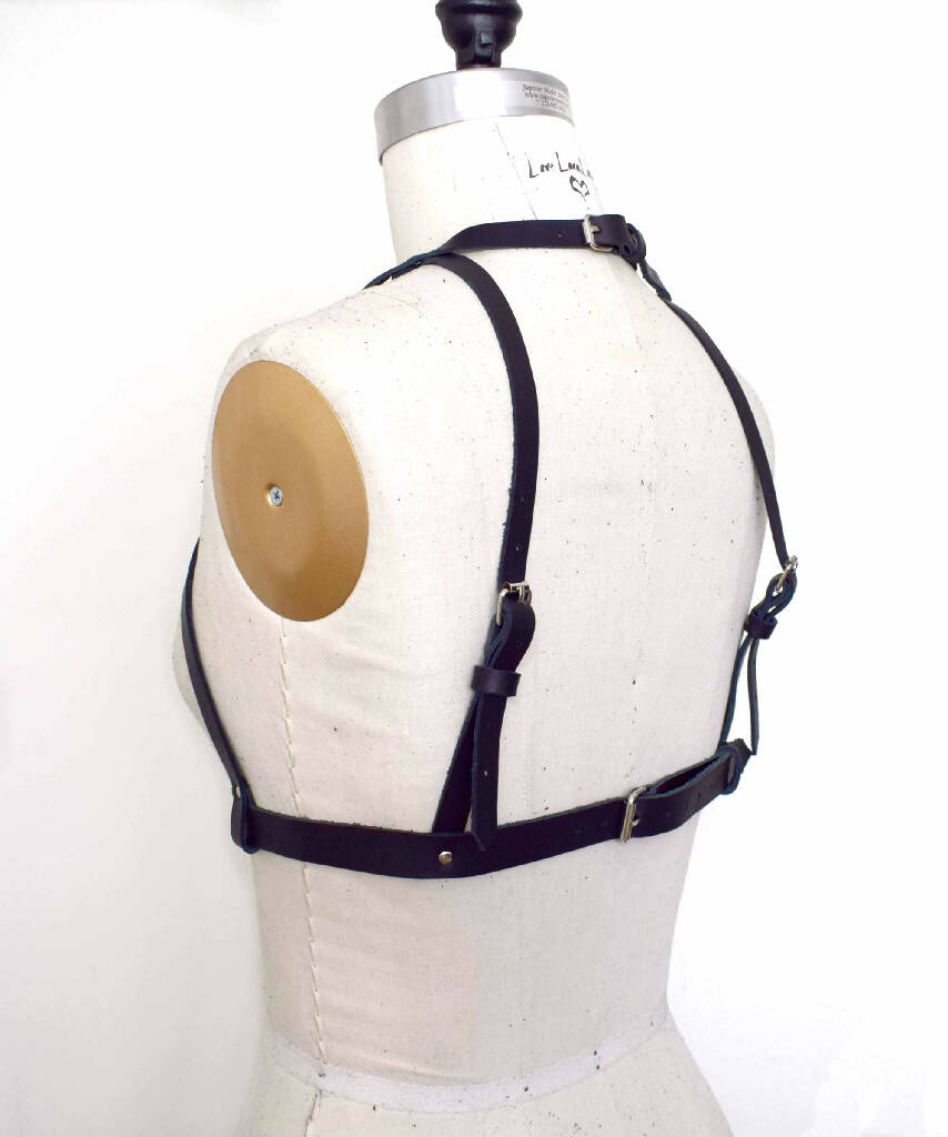 Tui High Neck Leather Harness Bra