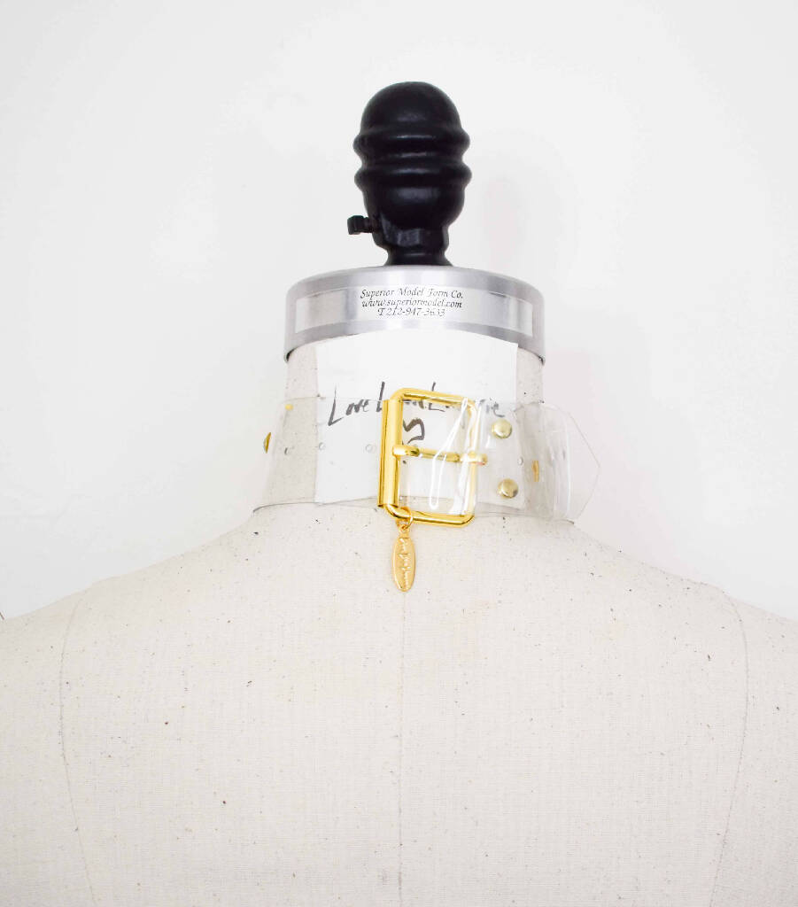 Tina Clear Vinyl Wide Collar with Rhinestones